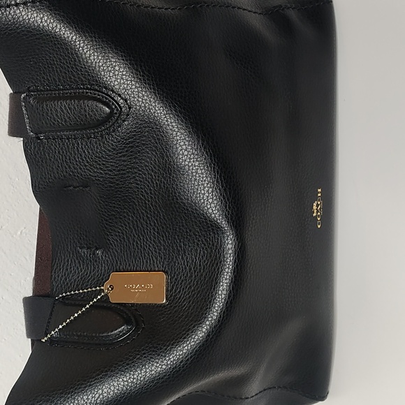 Derby coach black leather tote bag with brown interior two strap shoulder bag - Picture 2 of 10